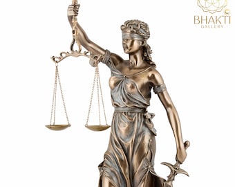 Lady Justice Statue, Virtues of Justice Greek, Roman Symbol of Justice, 50 cm Big Bonded Bronze Justice Lady Idol Holding Sword and Scales