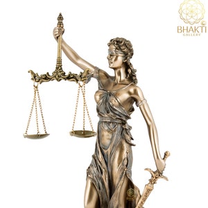 Lady Justice Statue, 30 cm Virtues of Justice Greek, Roman Symbol of Justice, Lady Justice Holding Sword and Scales, Femida Statue