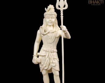 Standing Shiva Statue, 34 cm Dust Marble Standing Lord Shiva Idol, Shiv, Siva, Adiyogi, Hindu god of Yoga Meditation Time Art & Dance