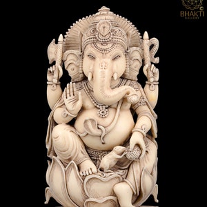 Ganesha Statue, Ganesh Statue, 22 CM Ivory Finished Dust Marble Lord ...