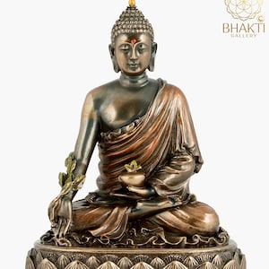 Kleine Buddha Statue, 14 cm Kleine Größe Gebundene Bronze Healing Buddha Statue, Meditation Buddha Idol, Medizin Buddha Figur
