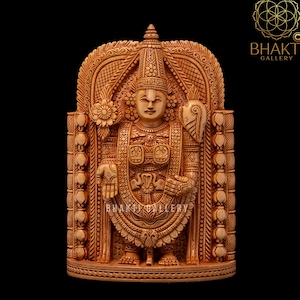 Wooden Tirupati Balaji Statue, 22 cm Shree Venkateswara Idol in Wood, Wood Tirupathi Balaji Figure, Venkata Statuette, Srinivasa Statue