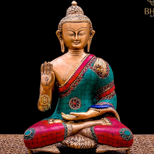 Vintage Figurines with Stone Work Home Decor Meditation Outdoor Indoor Buddhist Deity Temple Altar Old Figurines Brass Buddha Statue Vintage Figurines with Stone Work Home Decor Meditation Outdoor Indoor Buddhist Deity Temple Altar Old Figurines Brass Buddha Statue