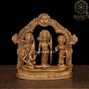 Ram Darbar Statue Brass, 18 cm Brass Ram Darbar Murti, Brass Ramdarbar Statue, Rama family Idol, Shri Ram Parivar, Religious Home Decor