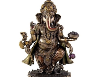 Standing Ganesha Statue, 19 cm Bonded bronze standing Ganesh Statue with mouse, Shree Ganapati Statue, Lord Ganpati Idol, Elephant God