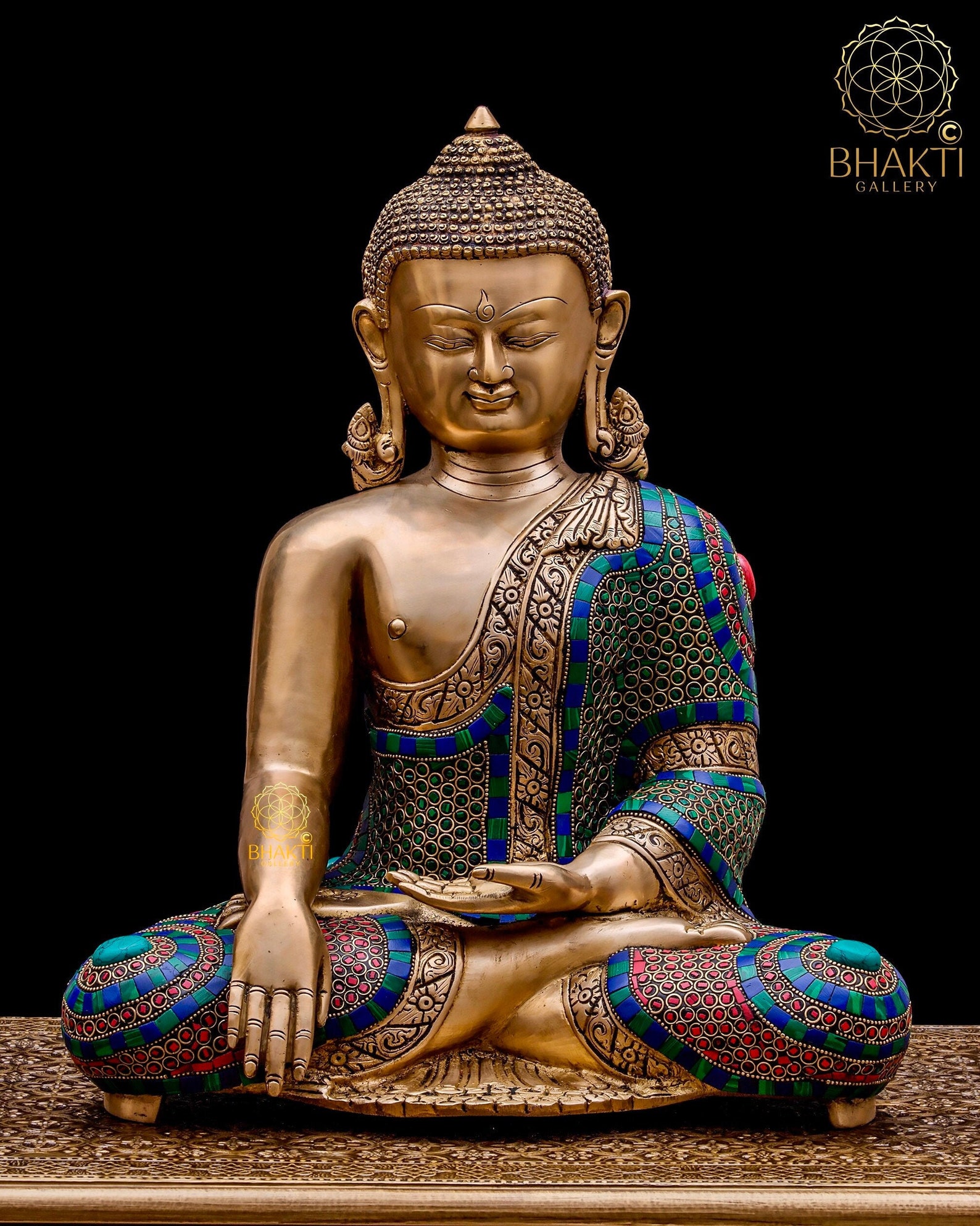 Buddha Statue 41 cm Big Large Size Earth Touching Brass Etsy