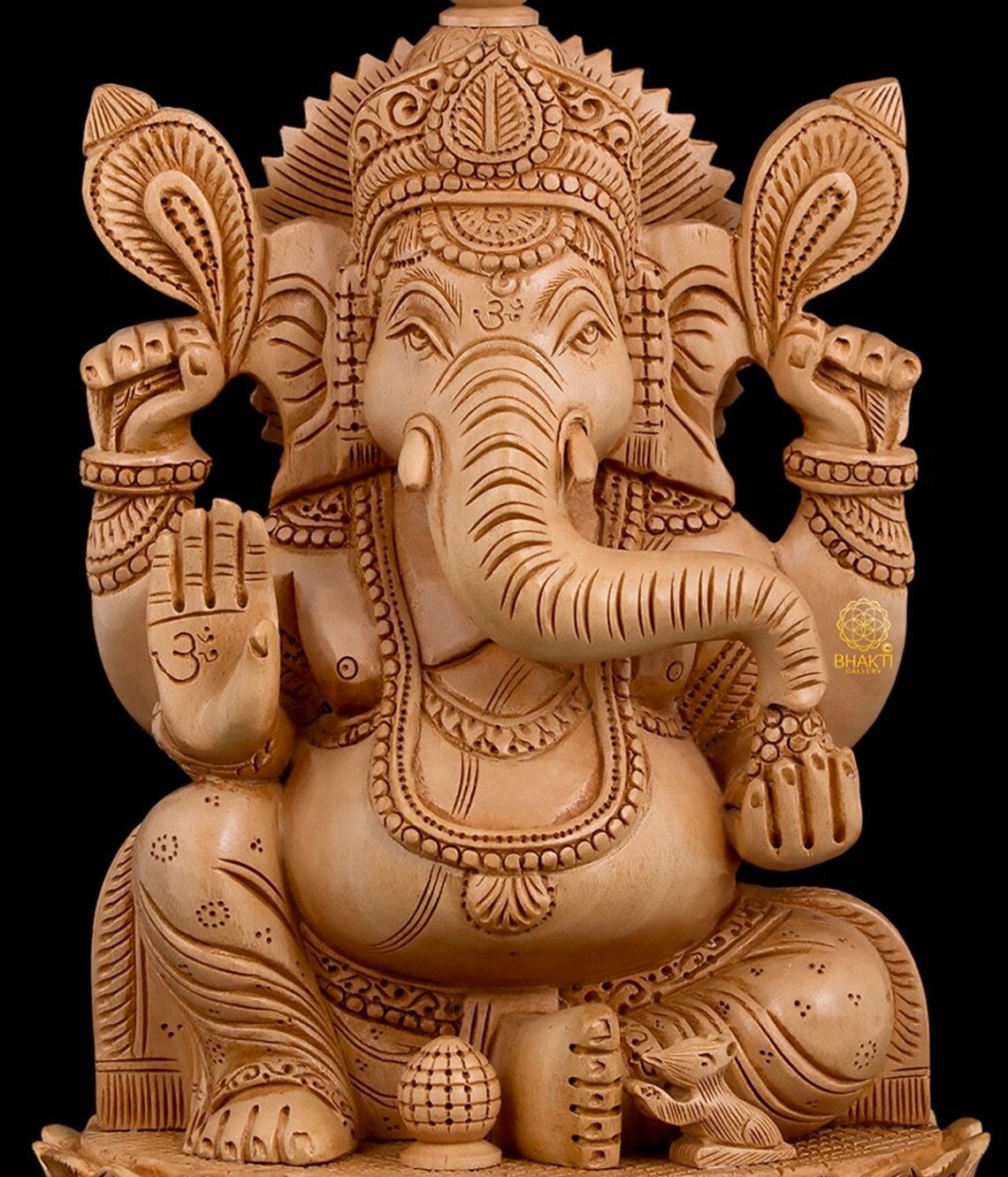 Wooden Ganesha Statue 23 CM Big Size Hand Carved Wooden Etsy