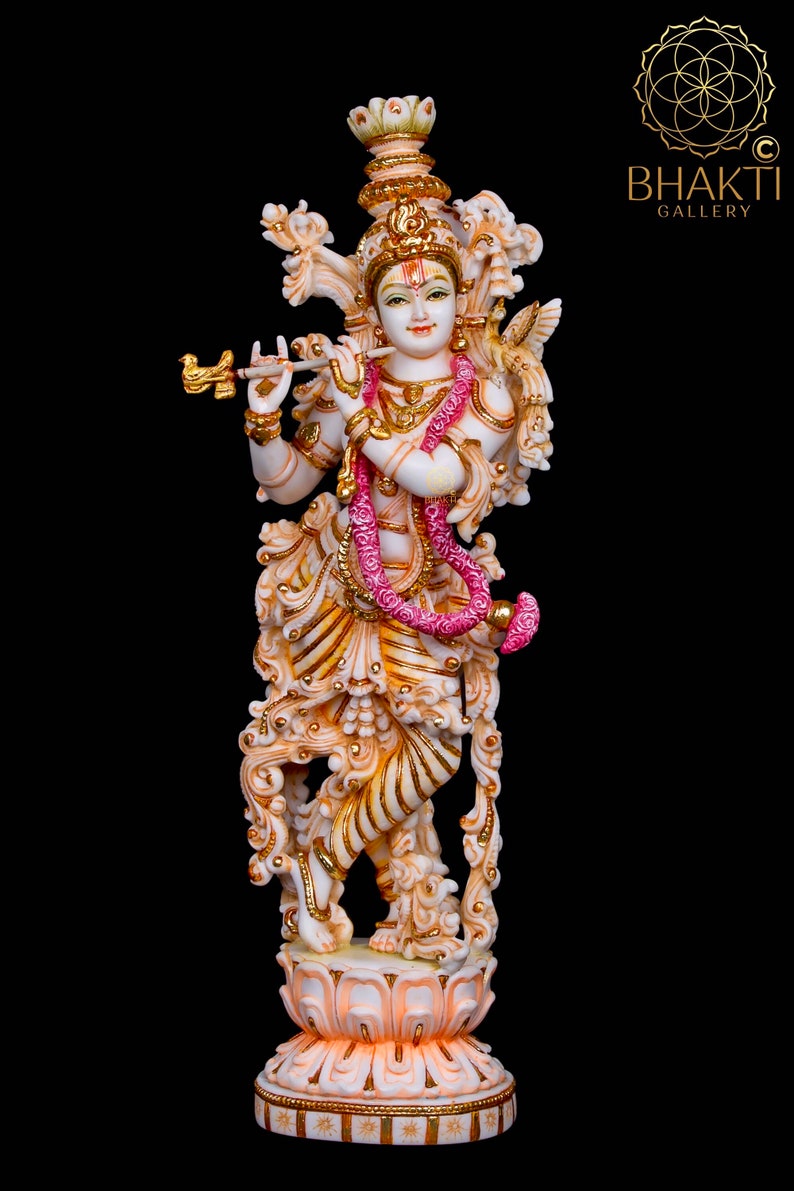 Radha Krishna Statue 36 Cm Hand Painted Cultured Marble Radha Etsy