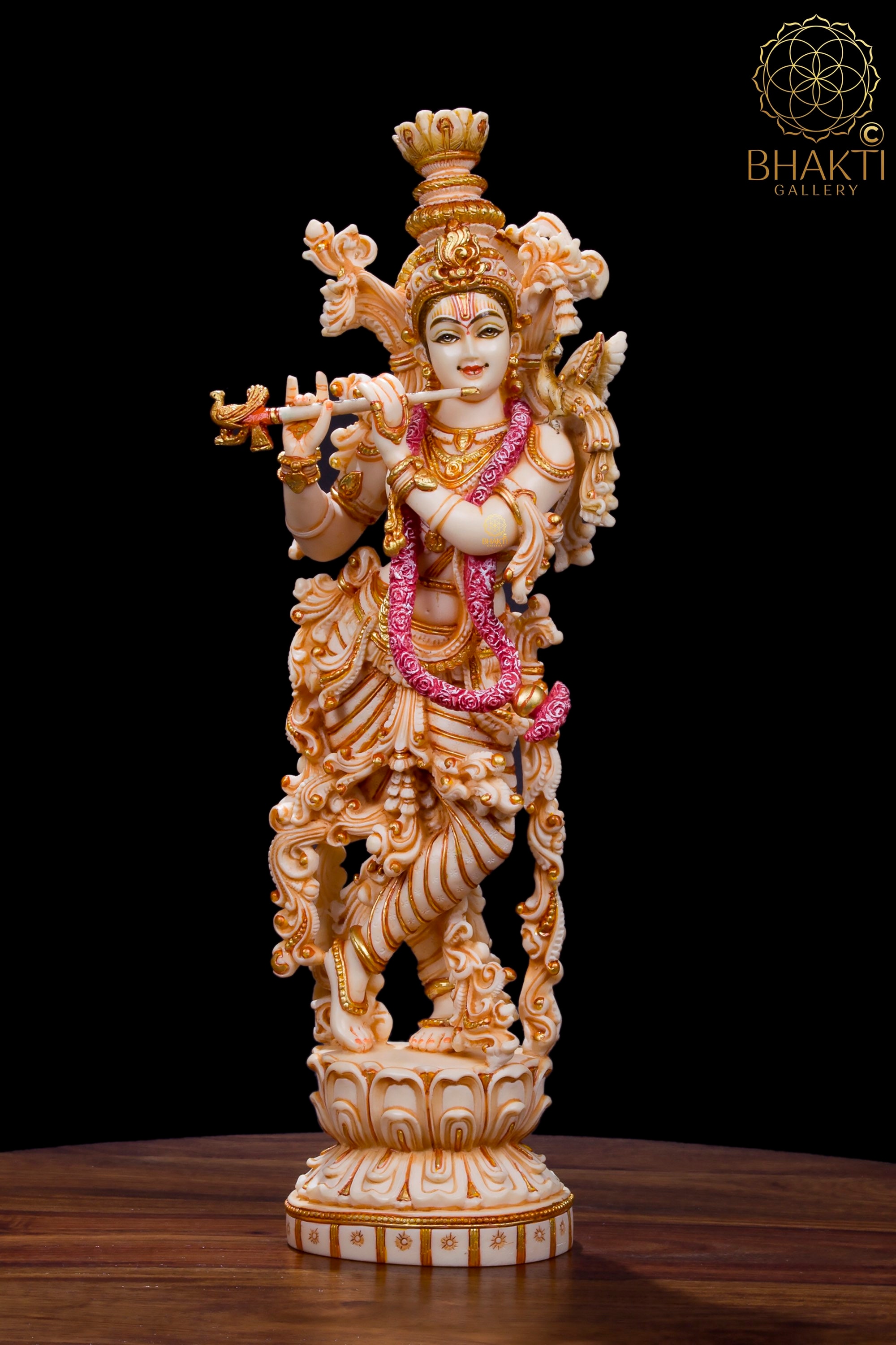 Big Large Krishna Statue Marble Dust, Hand Painted Lord Krishna