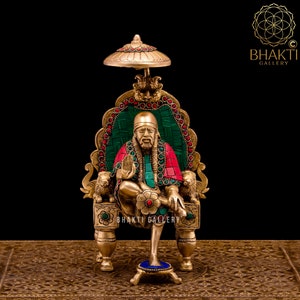 Sai Baba Statue in Brass, 24 cm Brass Shirdi Sai Baba Statue, Shirdi Saibaba Idol, Sai Ram Shirdi, Sai Baba of Shirdi, Brass Sai Baba