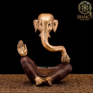 Abstract Brass Ganesha Statue, Abstract Art Ganesh Statue, 20 cm Brass Contemporary Ganesha Figurine, Elephant God, Religious Home Decor