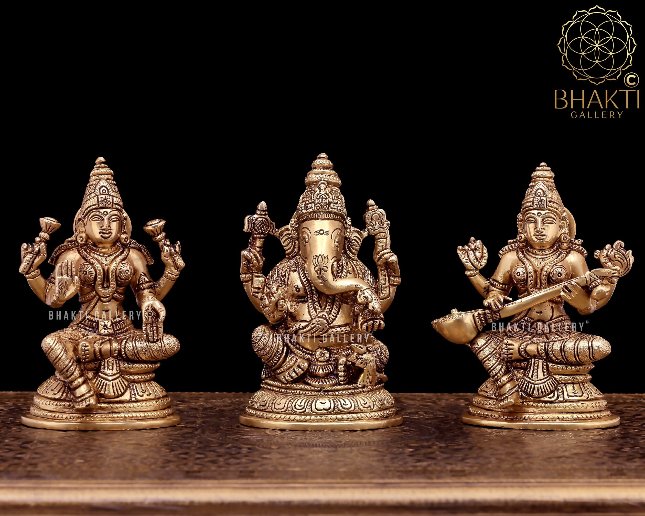 Ganesh Lakshmi Statue, Laxmi Ganesh Statue, 3" Bronze Lakshmi Ganesh