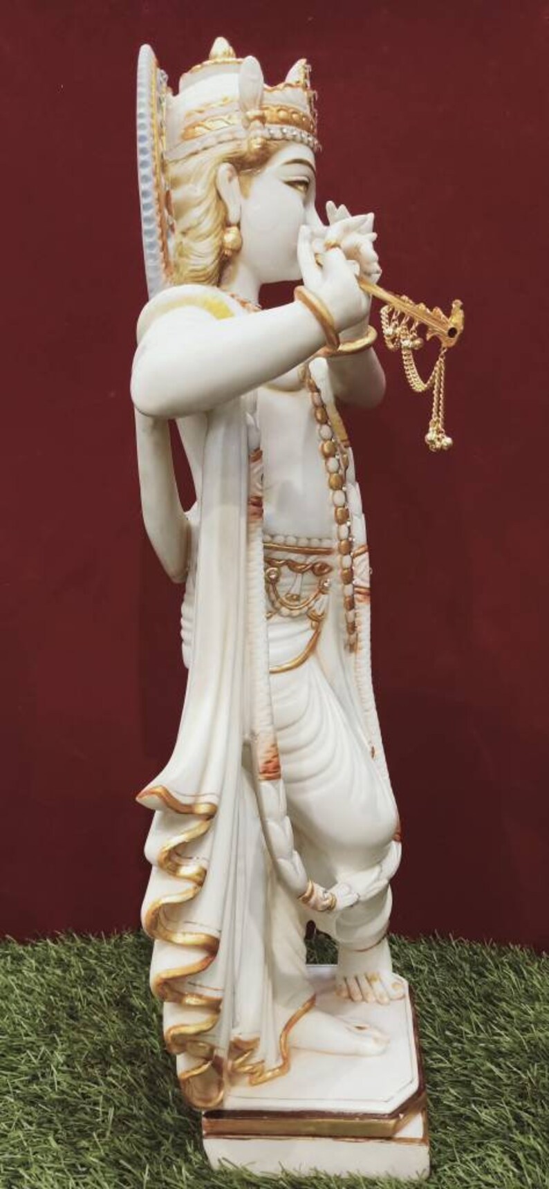 Krishna Statue 24 Big Size Cultured Marble Standing Lord Etsy