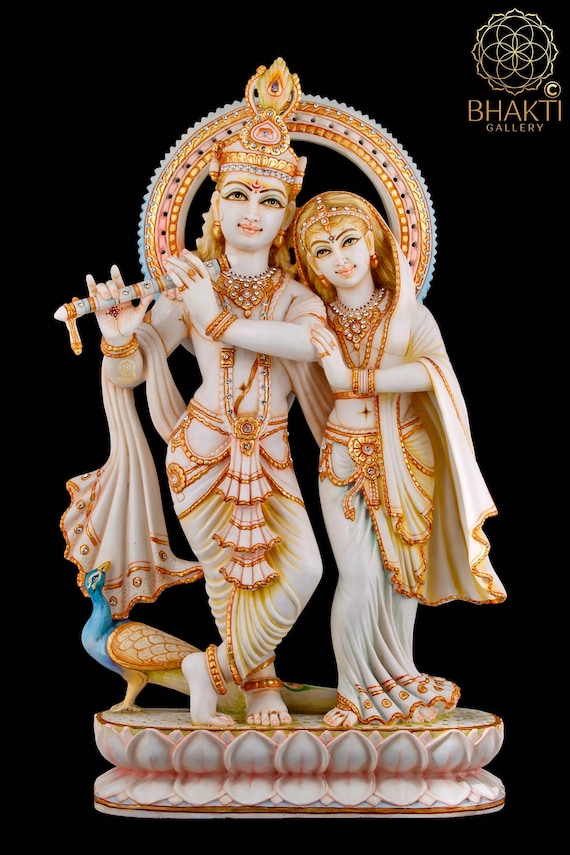 Hand Finished Brass Krishna and Radha Statue -- 26cm x 20cm Hand Finished Brass Krishna and Radha Statue -- 26cm x 20cm