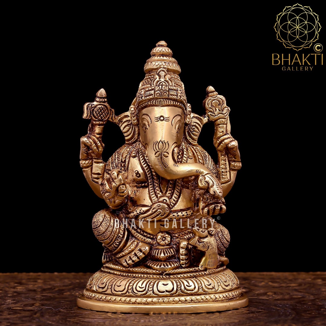 Ganesha Statue Small, 13 Cm Small Size Brass Ganesh Statue, Brass Ganpati Idol, Good Luck Gift