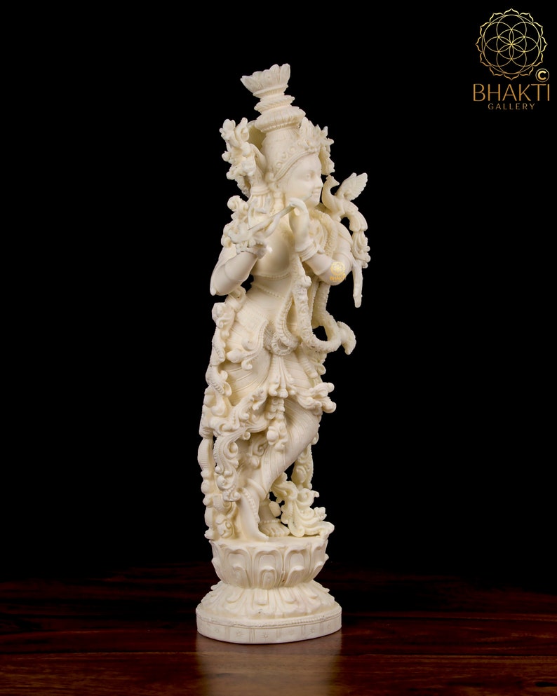 Marriage Anniversary gifts Divine Couple. 37 CM Ivory Look Dust Marble Radha Krishna Sculpture Hindu Gods of love Radha Krishna Statue