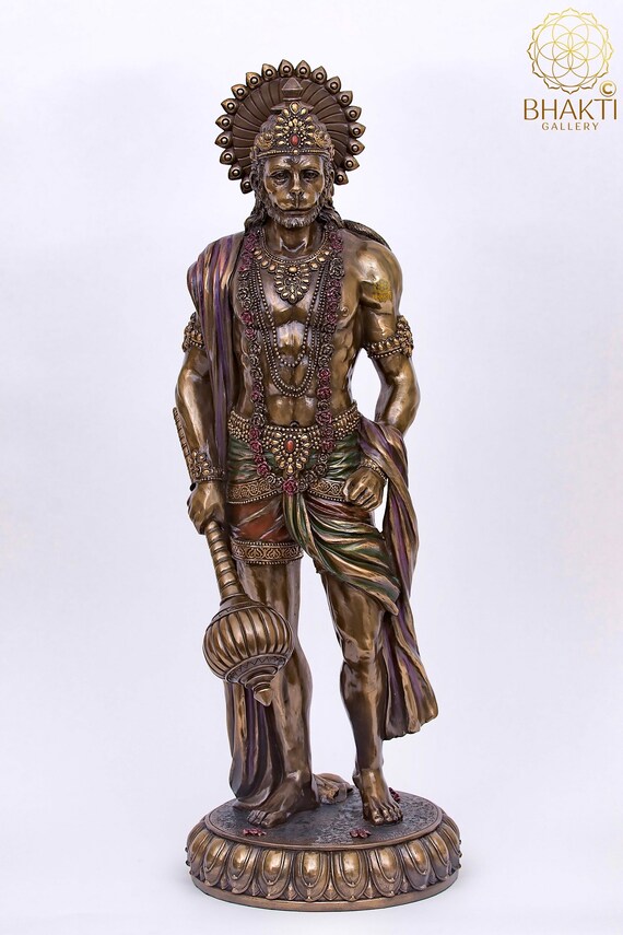 Large Hanuman Statue 61 Cm Big Standing Bonded Bronze Hanuman Etsy