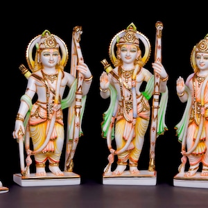 Ram Darbar Statue, 30 cm Big Hand Painted Cultured Marble Ram Darbar Statue, Ramdarbar Murti, Ram-Darbar Morti, Ram Darbaar Idol