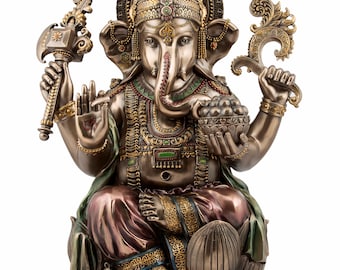 Bonded Bronze Ganesha Statue large, 46 cm Big Bonded Bronze Ganesh Statue, Ganapathi idol. Hindu God of good luck for new beginnings