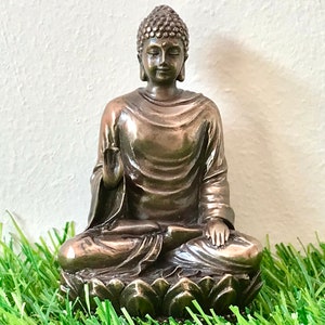 Small Buddha Statue, 7.5 cm Small Size Bonded Bronze Buddha Idol, Small Shakyamuni Buddha Figurine, Meditation Budha Figure