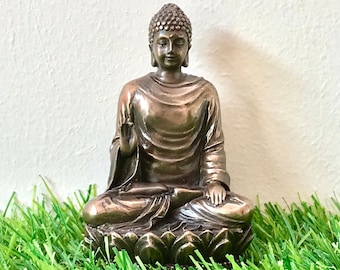 Small Buddha Statue, 7.5 cm Small Size Bonded Bronze Buddha Idol, Small Shakyamuni Buddha Figurine, Meditation Budha Figure