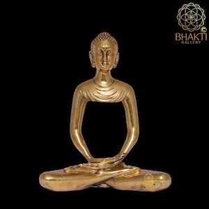Buddha Abstract Art Brass Statue, 25 cm Brass Modern Meditating Lord Buddha Sculpture, Shakyamuni buddha idol, Meditation room Decor