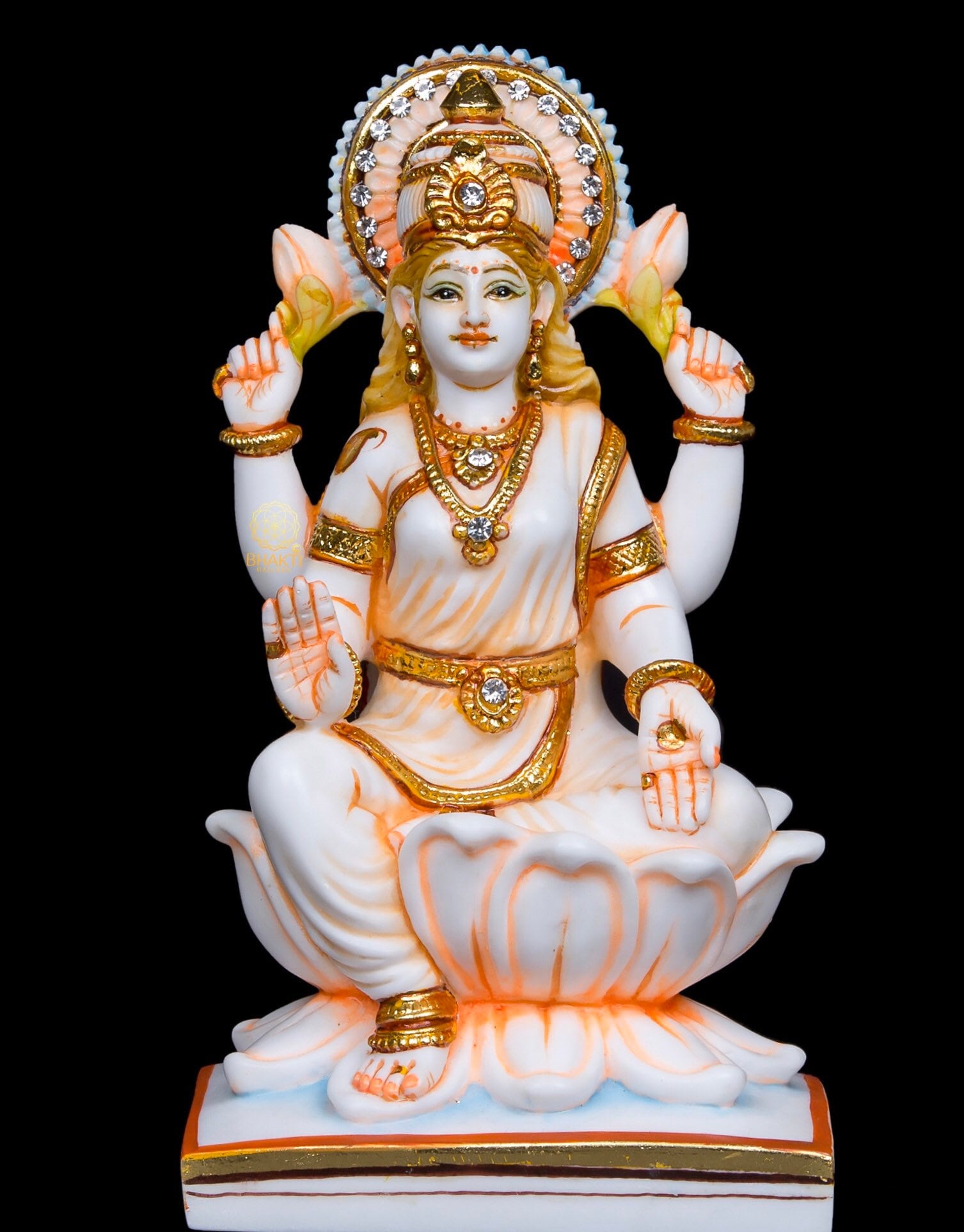 Ganesh Lakshmi Statue 18 cm Hand Painted Cultured Marble Etsy