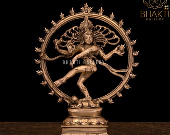 Messing Natraj Statue | 34 cm Große Messing Tanzende Shiva Nataraja Statue | Messing Shiva Natraja Idol | Shiv Nataraj | Hinduistischer Herr des Tanzes