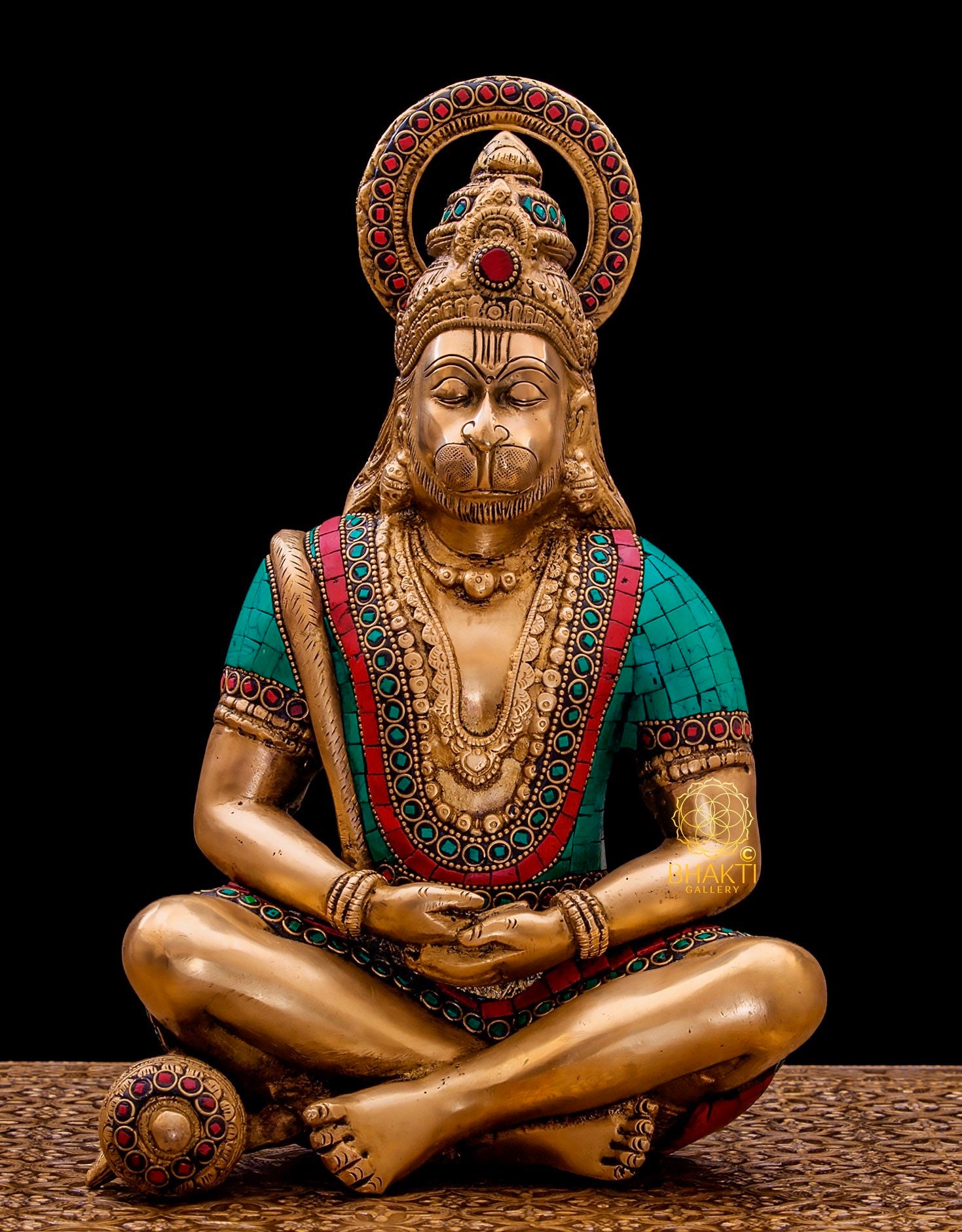 Brass Hanuman Statue 30 CM Meditating Brass Lord Hanuman Idol Etsy