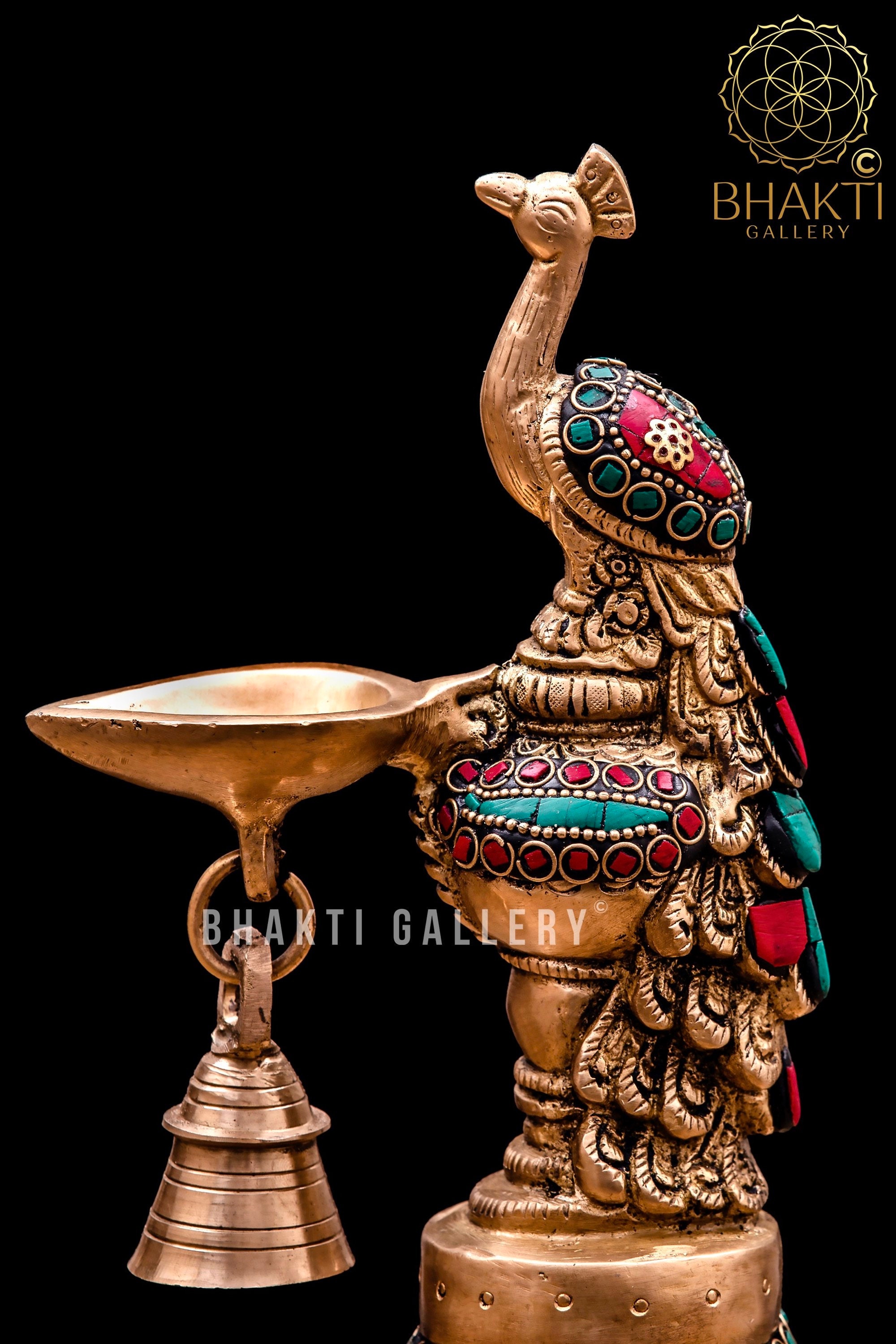 Brass Diya 27 cm Peacock Design Brass Oil Lamp Stand with Etsy