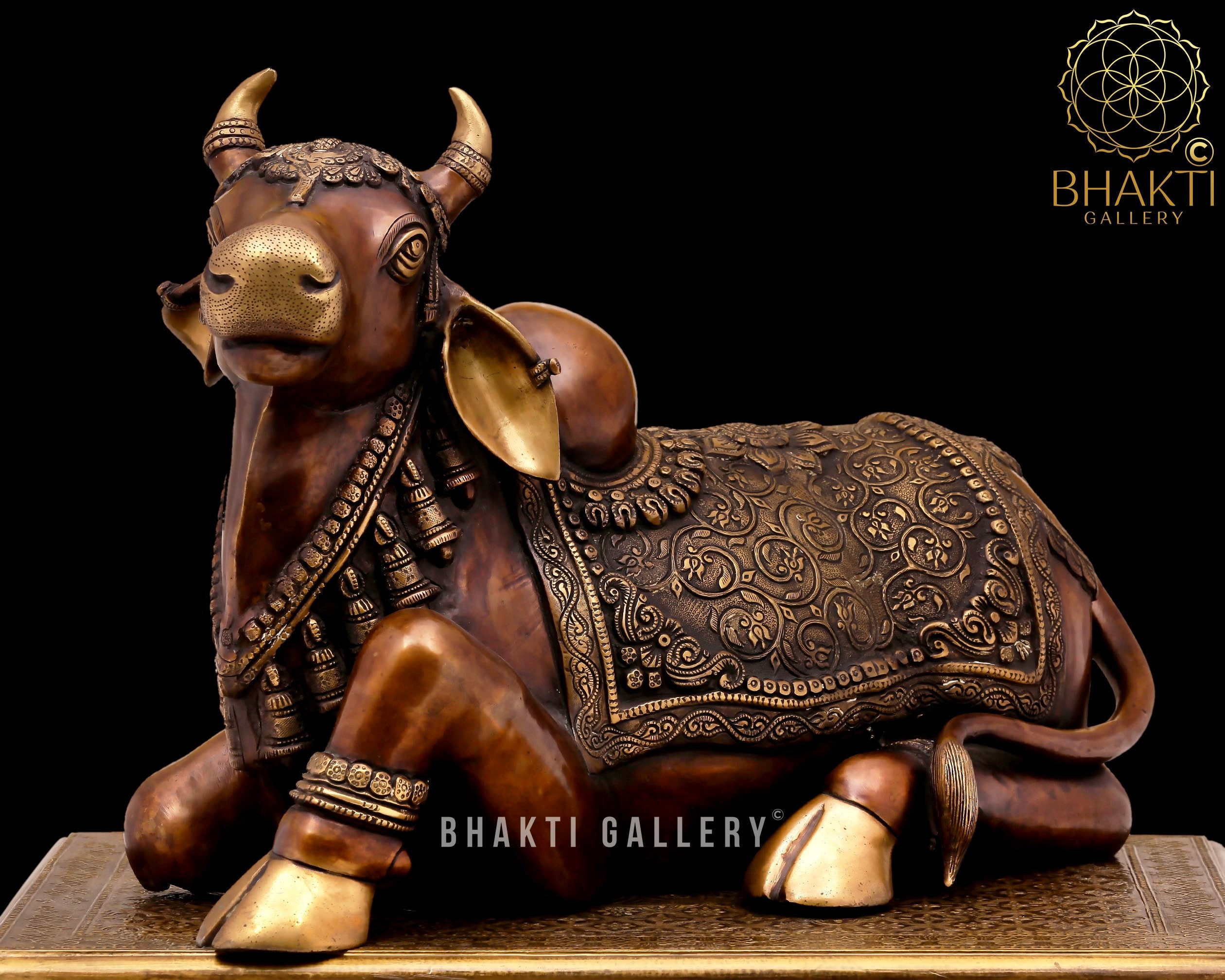 Brass Nandi Statue Large, 54 Cm Big Bronze Finish Sacred