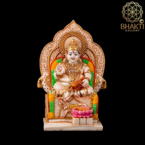 Lord Kuber Statue, 18 cm Hand Painted Cultured Marble Kubera Statue, Kuvera Murti, Dik-Pala, Lord of Wealth, Kuberan Idol, God of Money