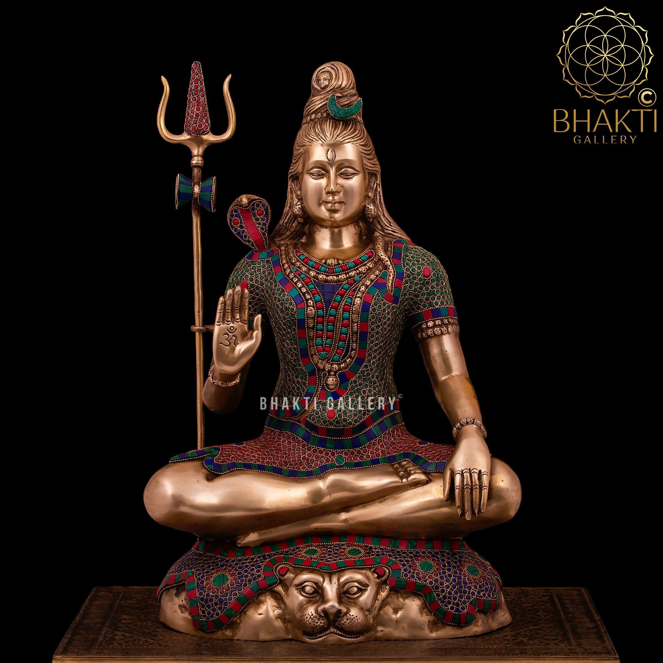 Large Shiva Statue Brass With Stonework 57 Cm Big Large Size Etsy
