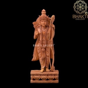 Lord Ram Statue in Wood, 35 cm Wooden Ram Statue, Wood Rama Figure, Wooden Rama Idol, Hindu God Ram Bhagwan ki Murti