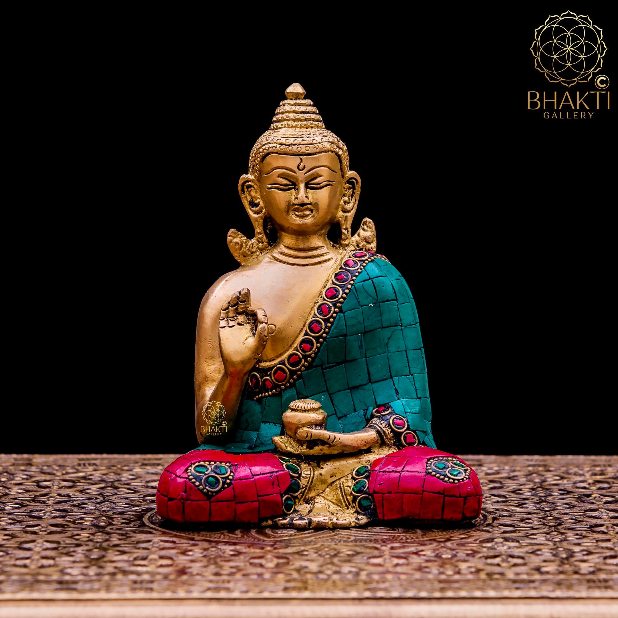 Brass Buddha Statue 15 CM Small Size Vitarka Mudra Lord Etsy