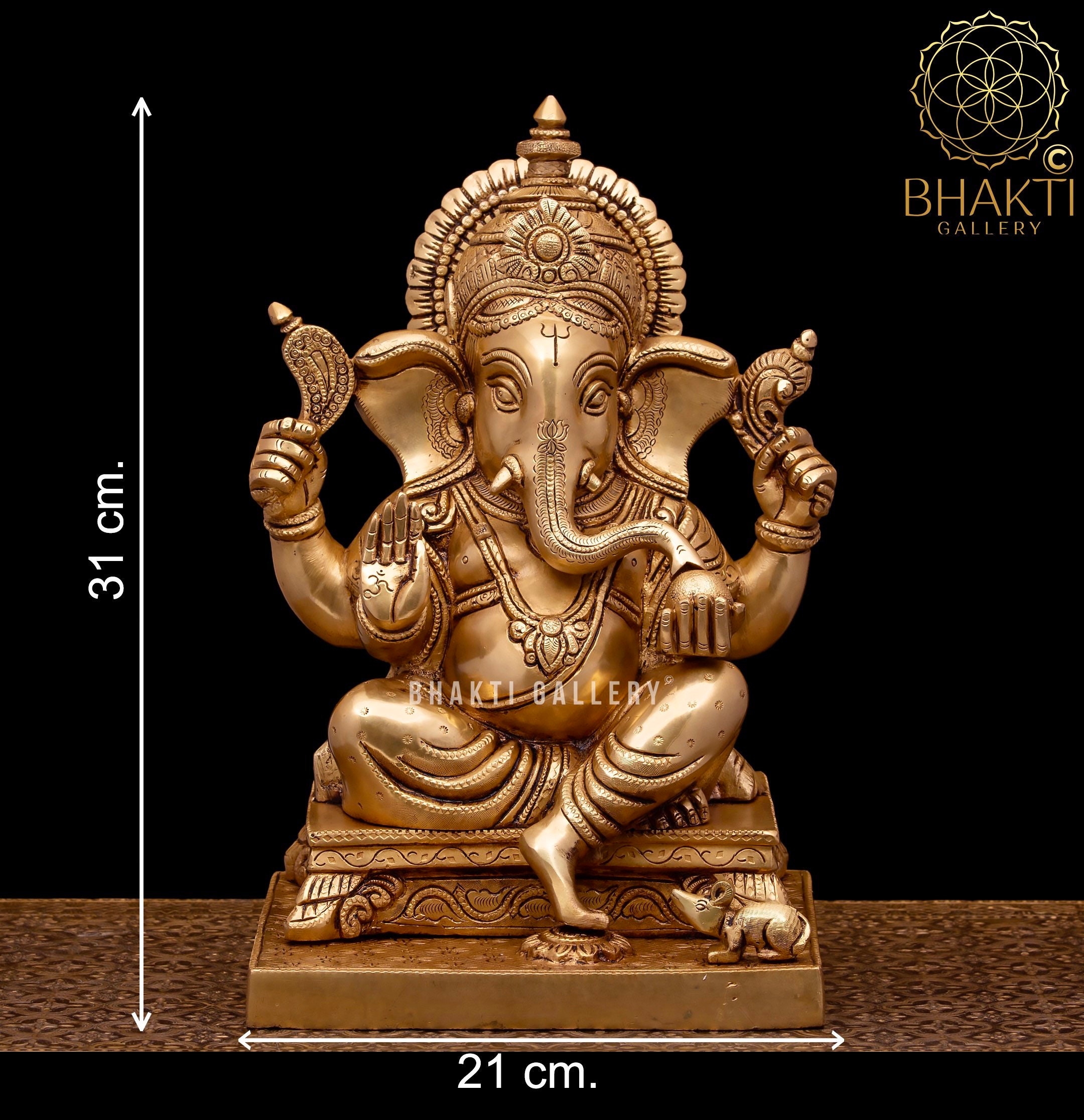 Brass Ganesh Statue 31 cm Big Brass Ganesha Statue Lord Etsy