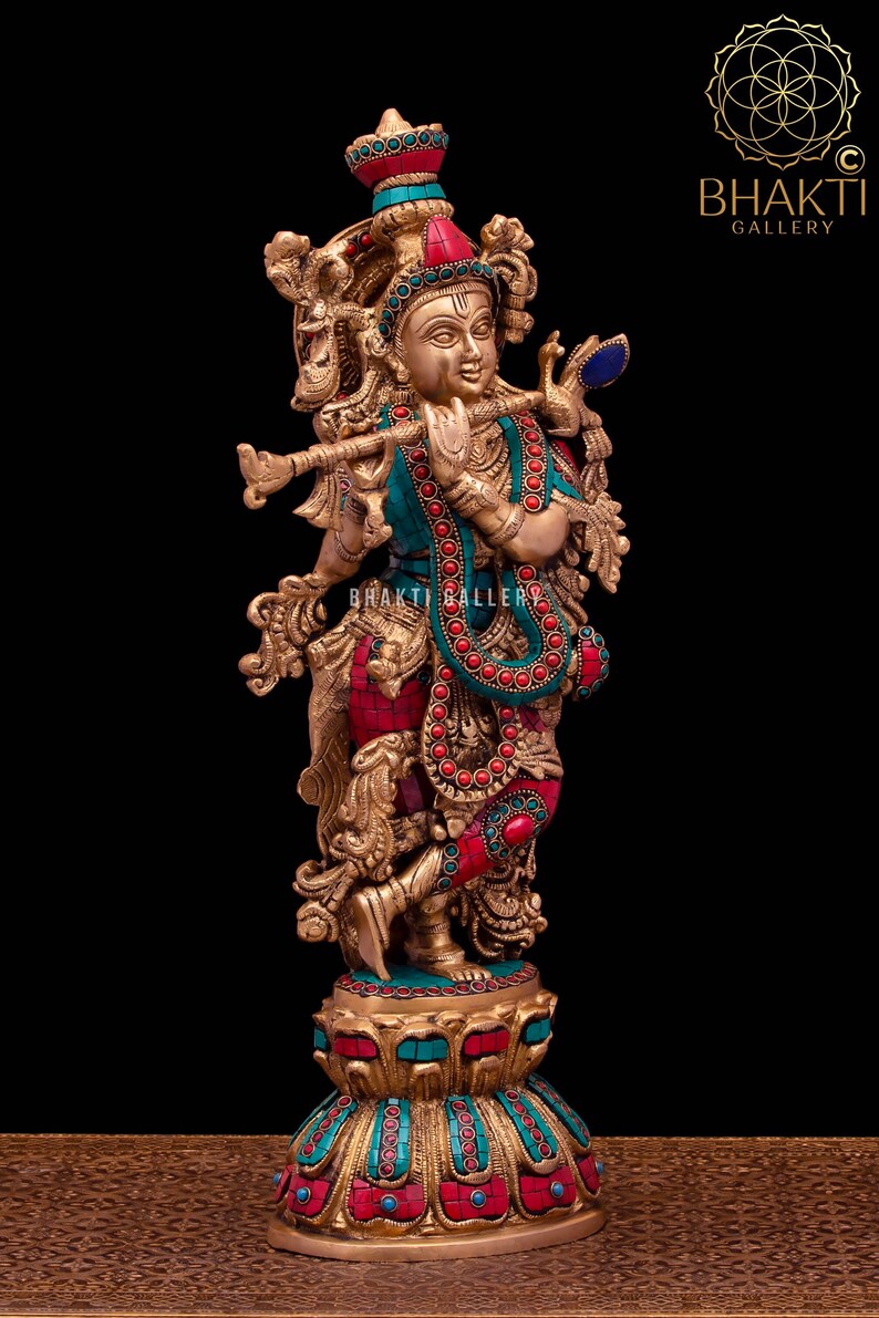 Big Radha Krishna Statue in Brass 46 Cm Big Size Brass Radha Etsy