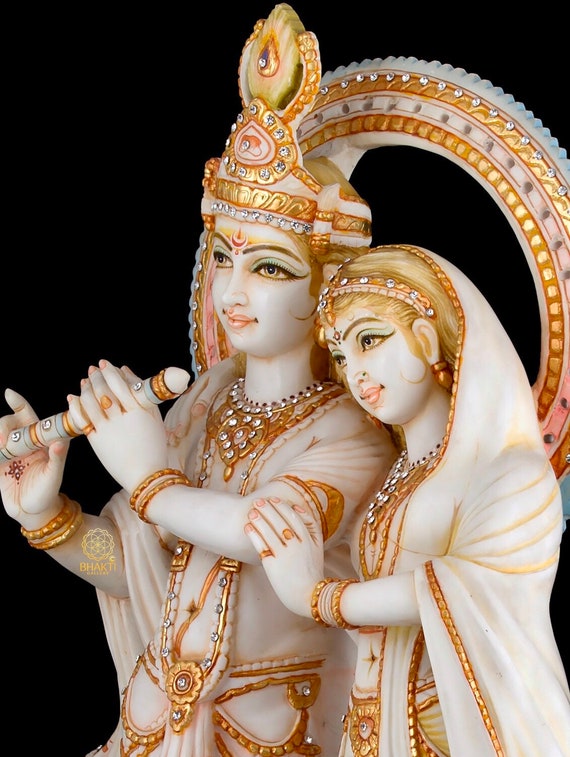 Hand Finished Brass Krishna and Radha Statue -- 26cm x 20cm Hand Finished Brass Krishna and Radha Statue -- 26cm x 20cm