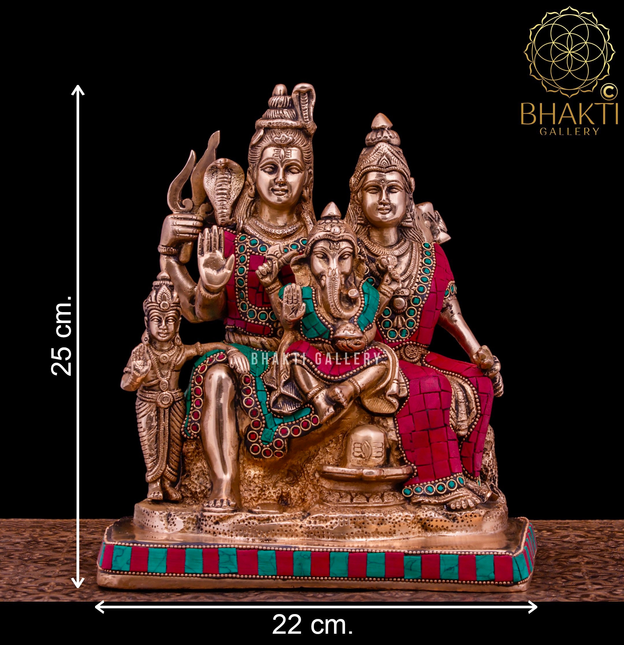 Brass Shiv Parivar Statue, 25 Cm Lord Shiva Family Statue