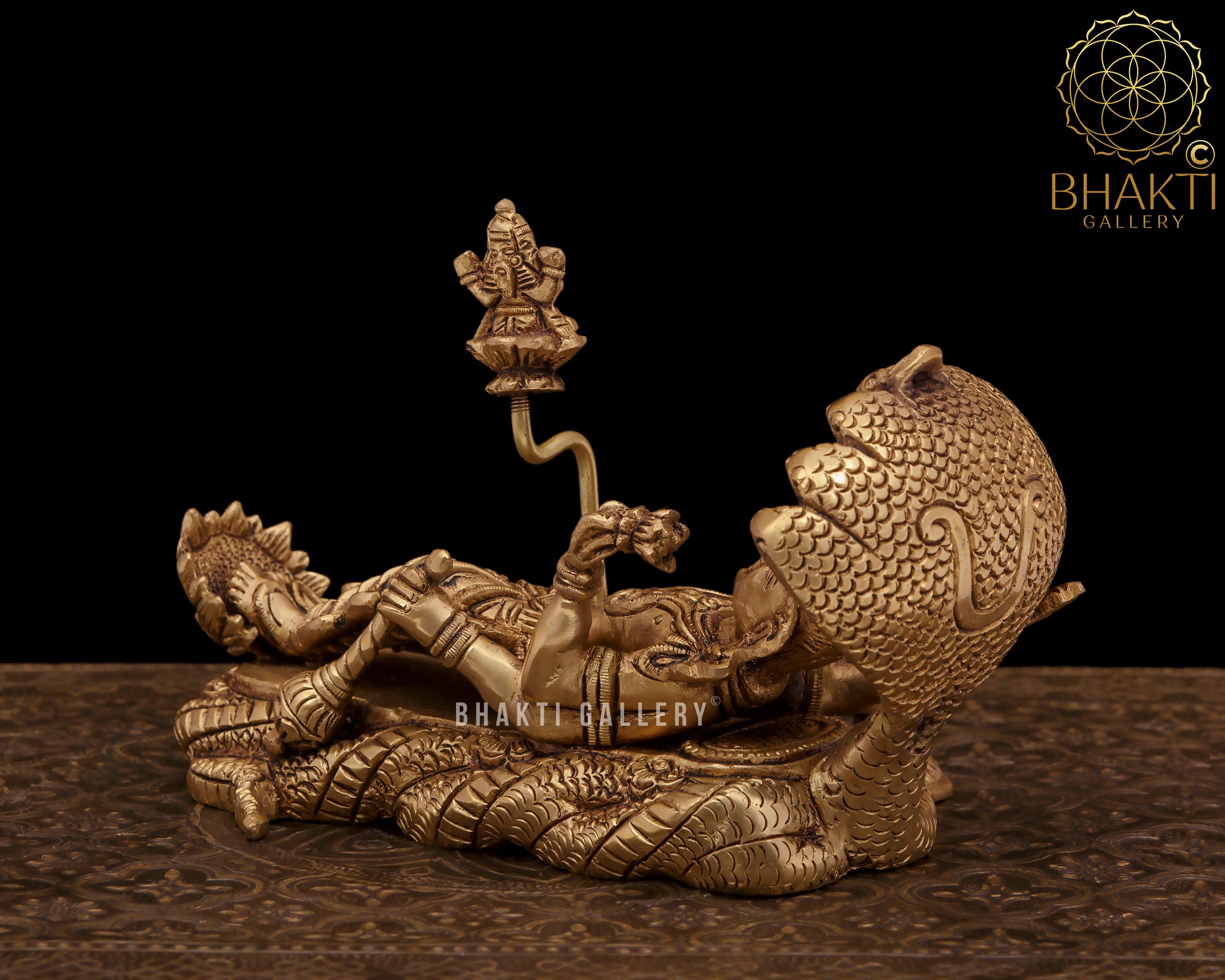 Brass Vishnu Padmanabhan Swami Statue, 19 Cm Big Brass Lord Vishnu Sleeping  on Sheshnag, Anantdeva Morti, Brass Vishnu Padmanabha Idol. - Etsy