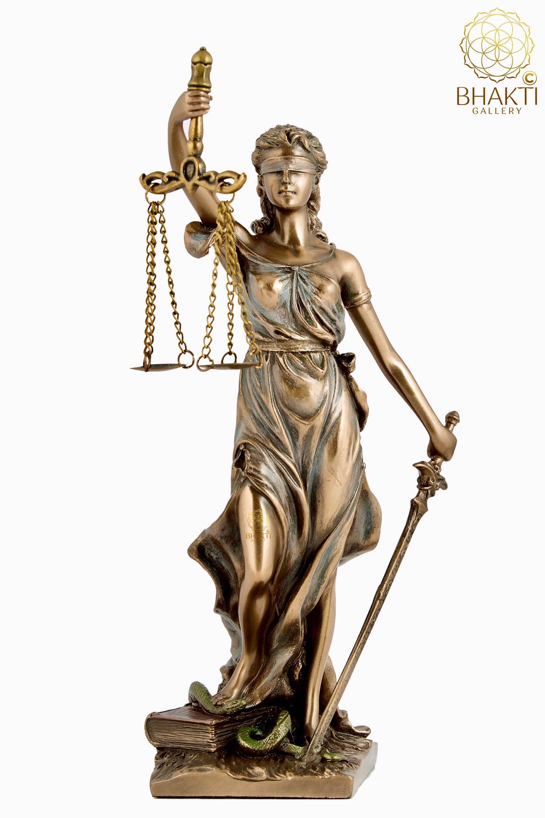 Justice Lady Statue 20 Cm Bonded Bronze, the Goddess of Justice and Law, Virtues of Justice