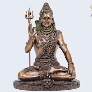 Lord Shiva Statue, 25 cm Big Bonded Bronze Shiva Statue, Bronze Finish Lord Shiva Idol, Blessing Siva Morti, Shiv Shankar ki Murti