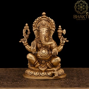 Ganesha Statue brass, 20 cm Small size Brass Ganesh Idol, House warming gift, Hindu wedding gift, Good Luck Gift for New Beginnings