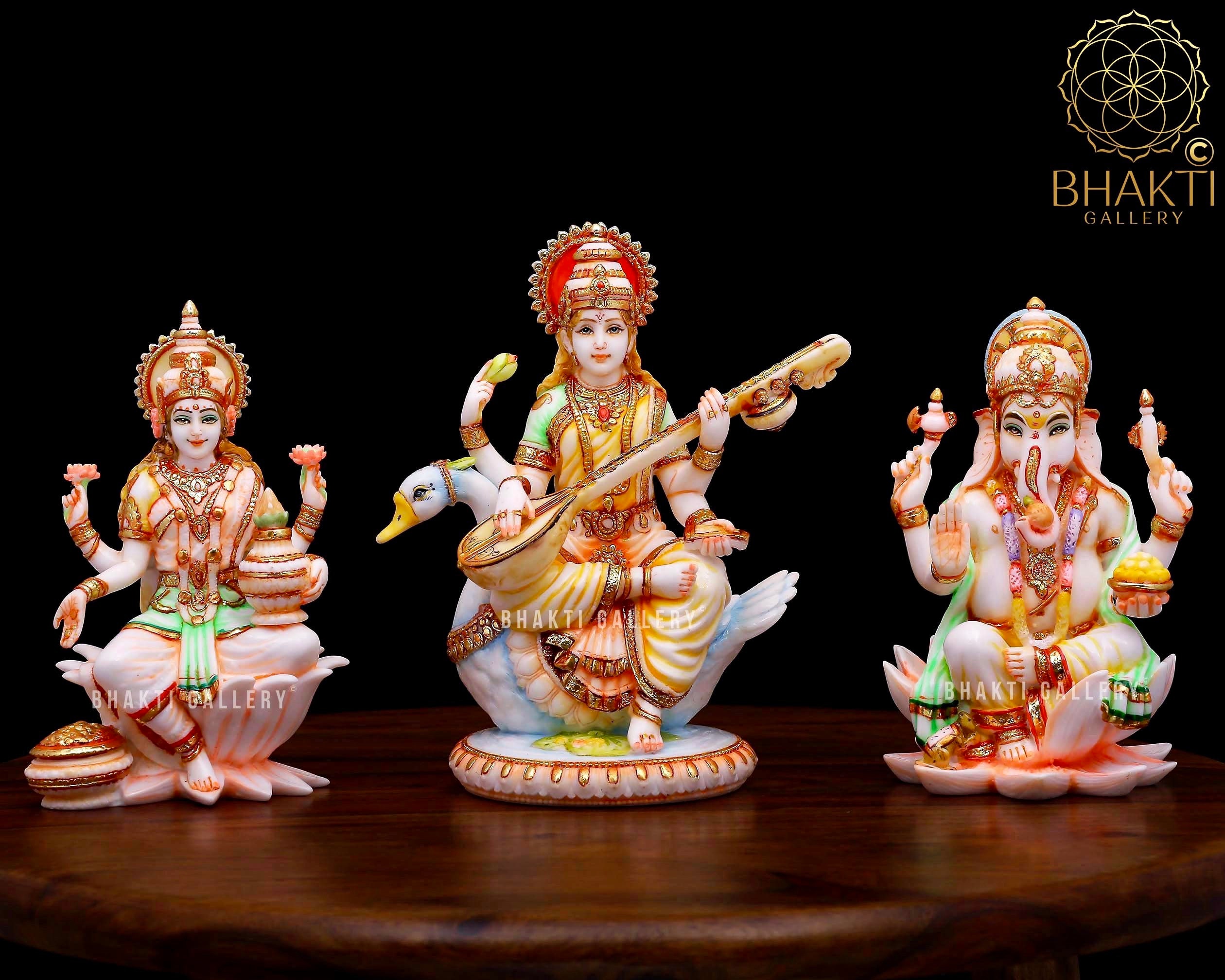 Lakshmi Ganesh Saraswati Statue Hand Painted Cultured Marble - Etsy Sweden Lakshmi Ganesh Saraswati Statue Hand Painted Cultured Marble - Etsy Sweden