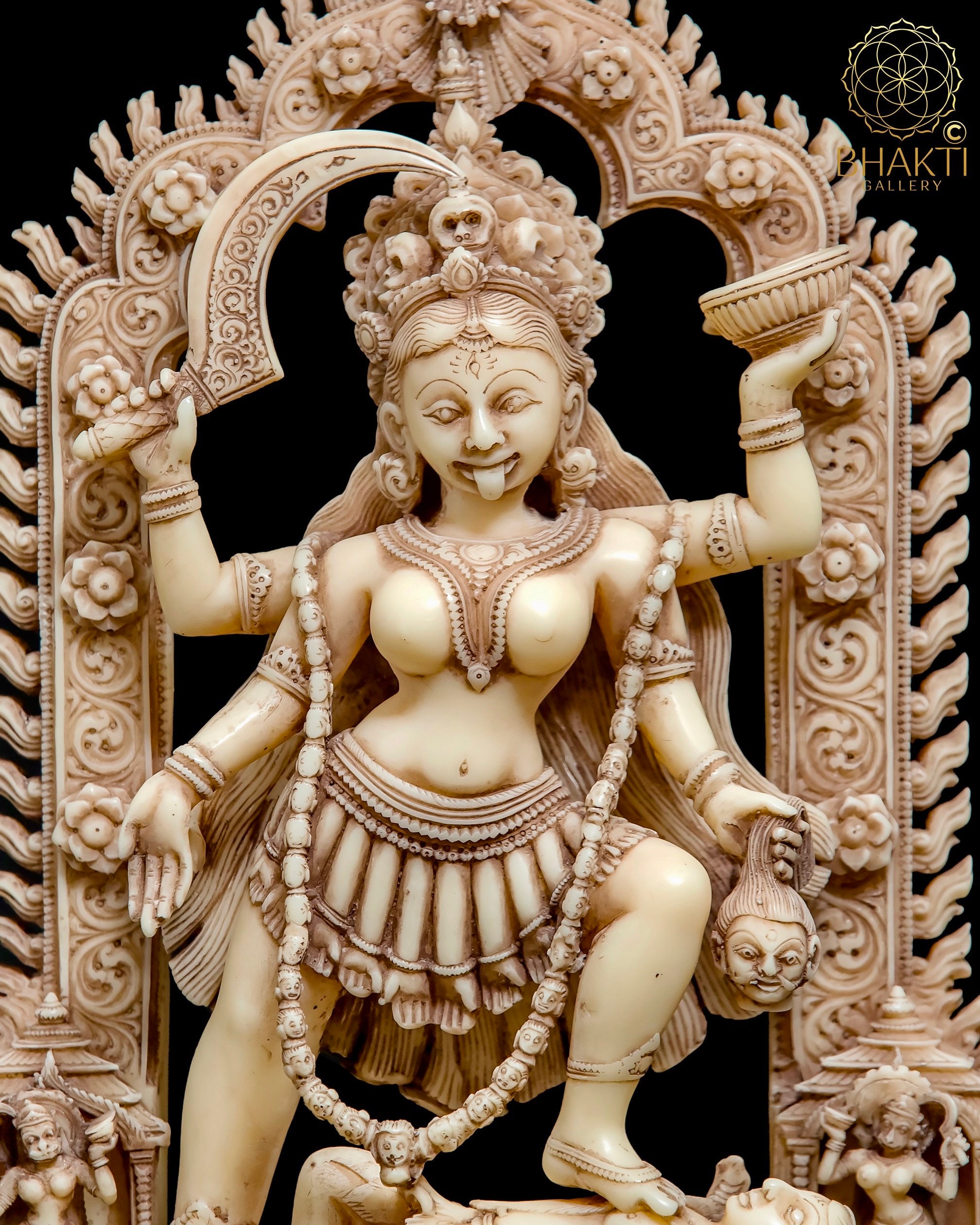 Kali Statue 27 CM Ivory Look Antique Finish Dust Marble Maa Etsy