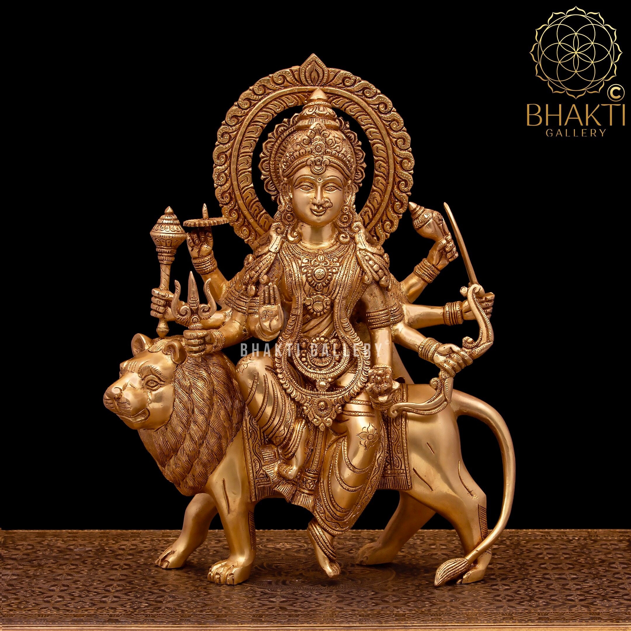 Brass Durga Statue Large 38 cm Big Hindu Goddess Durga Idol Etsy