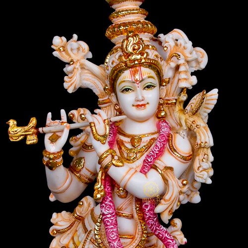 Big Large Krishna Statue Marble Dust Hand Painted Lord Etsy