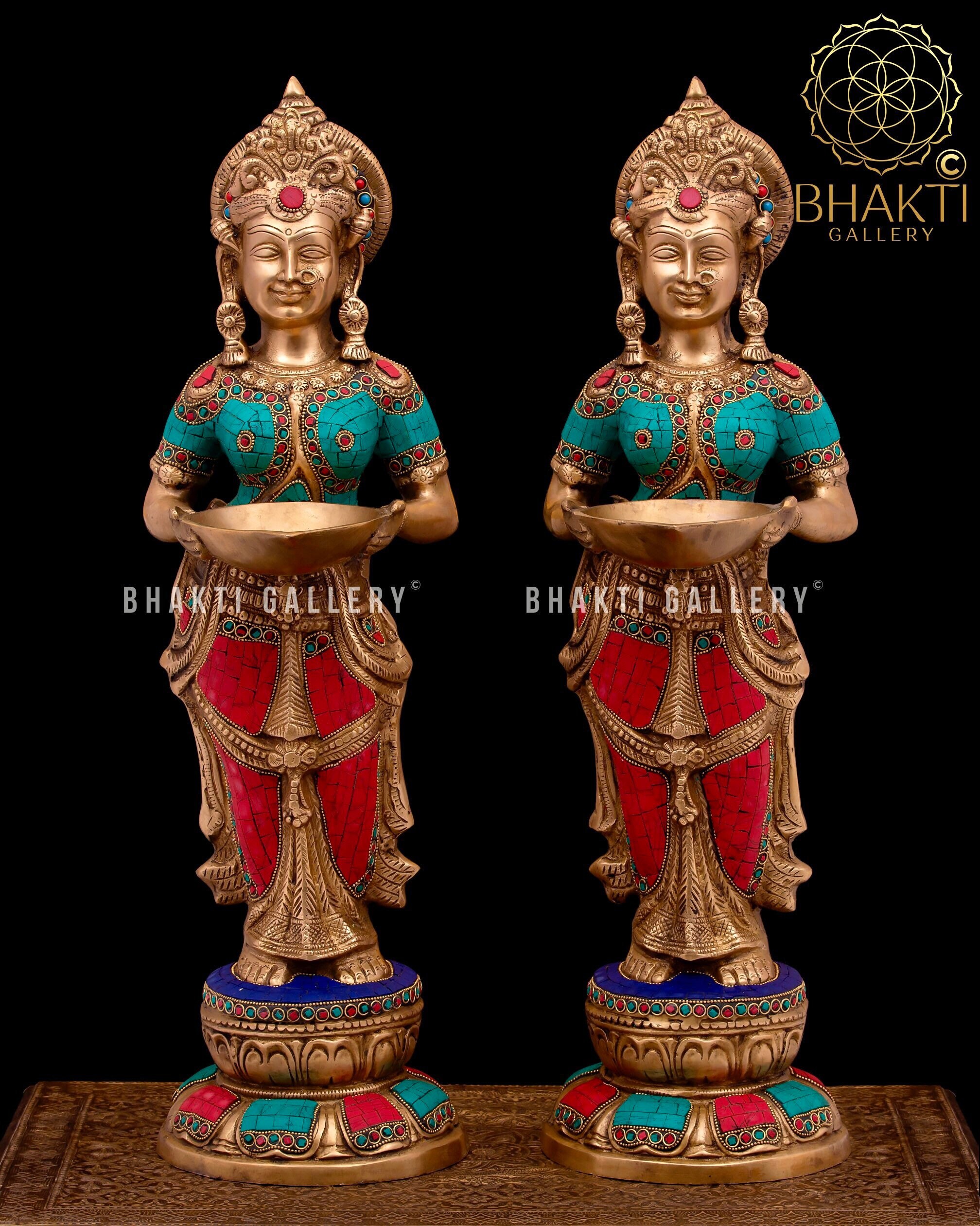 Large Brass Welcome Lady, Namaste Lady, Brass Statue, Welcome Lady 