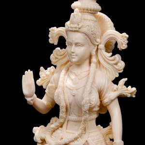 Radha Statue, 36 cm Ivory Look Dust Marble Goddess Radha Rani Idol, Indian Lady Figure, Shyama Kishori, Hindu Goddess of love and Devotion