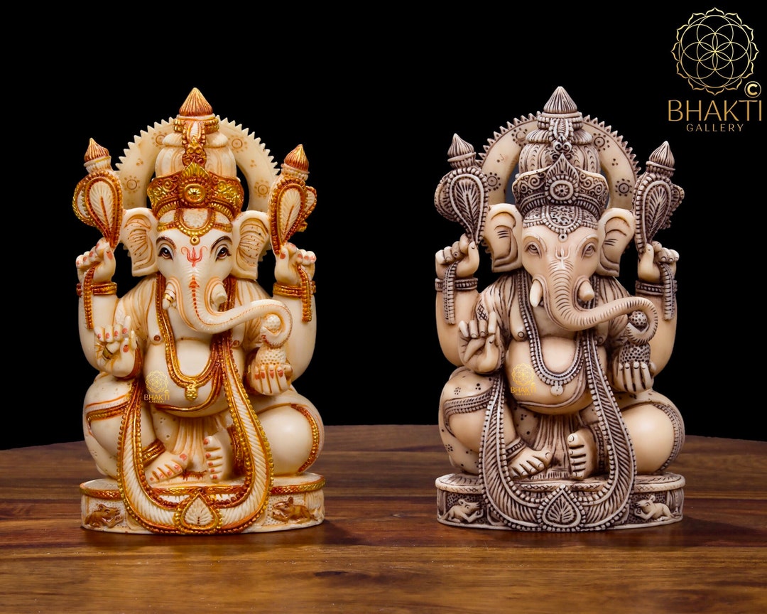 Ganesha Statue Small 16 Cm Small Size Dust Marble Ganesh Etsy